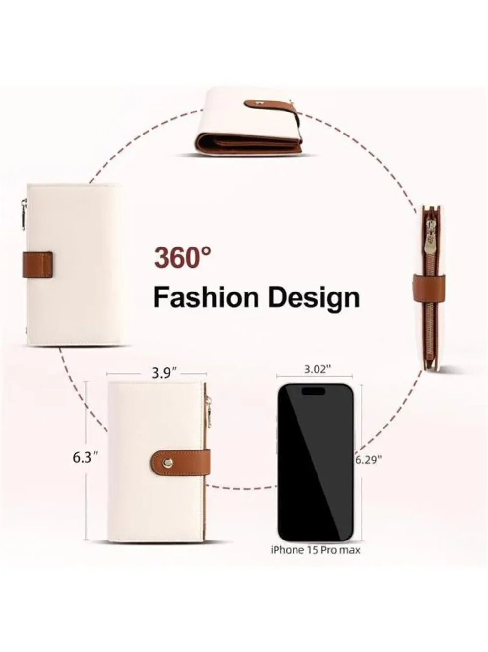 Trifold Clutch Credit Card Holder Travel Purse Womens RFID Wallet Leather